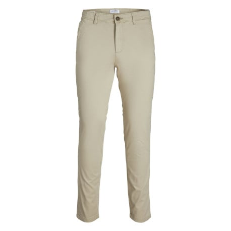 Pantalon chino sable uni en coton avec une coupe slim et 4 poches