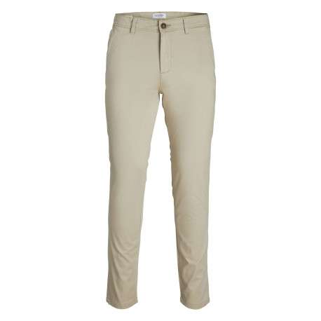 Pantalon chino sable uni en coton avec une coupe slim et 4 poches