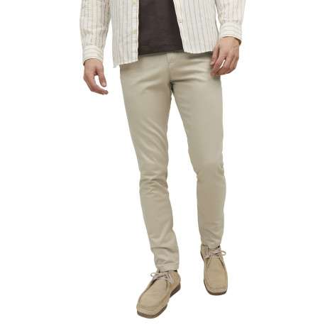 Pantalon chino sable uni en coton avec une coupe slim et 4 poches - Image 3