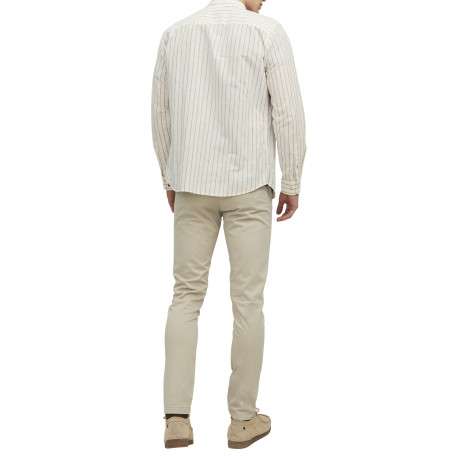Pantalon chino sable uni en coton avec une coupe slim et 4 poches - Image 5