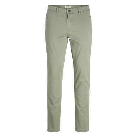 Pantalon chino en coton vert uni avec une coupe slim et 4 poches