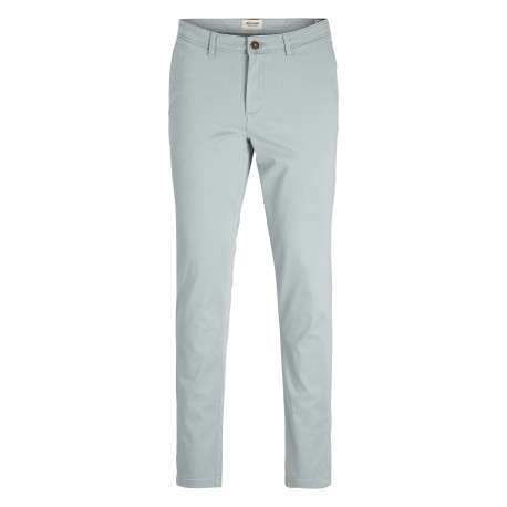 Pantalon chino en coton bleu ciel uni avec 4 poches et une coupe slim