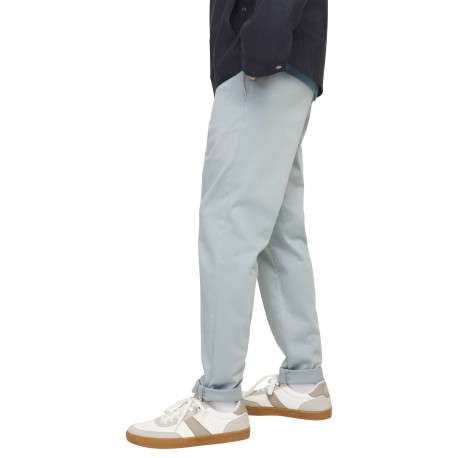 Pantalon chino en coton bleu ciel uni avec 4 poches et une coupe slim - Image 4