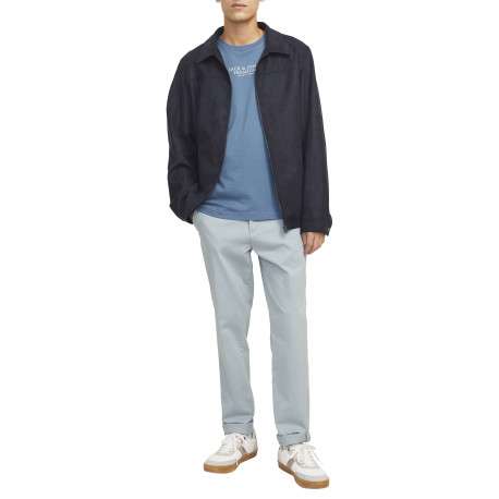 Pantalon chino en coton bleu ciel uni avec 4 poches et une coupe slim - Image 5