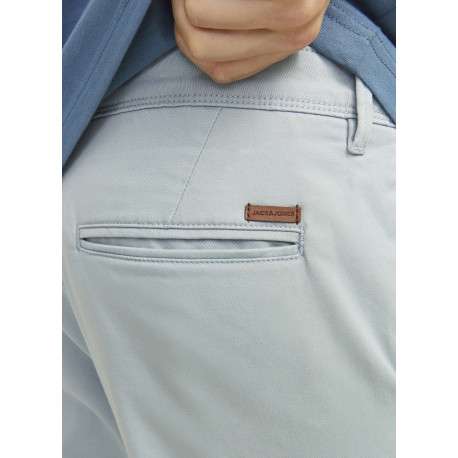 Pantalon chino en coton bleu ciel uni avec 4 poches et une coupe slim - Image 8