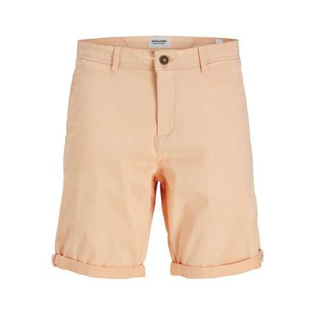 Short pêche uni en coton à coupe regular avec patch marron et 4 poches