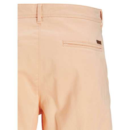 Short pêche uni en coton à coupe regular avec patch marron et 4 poches - Image 3