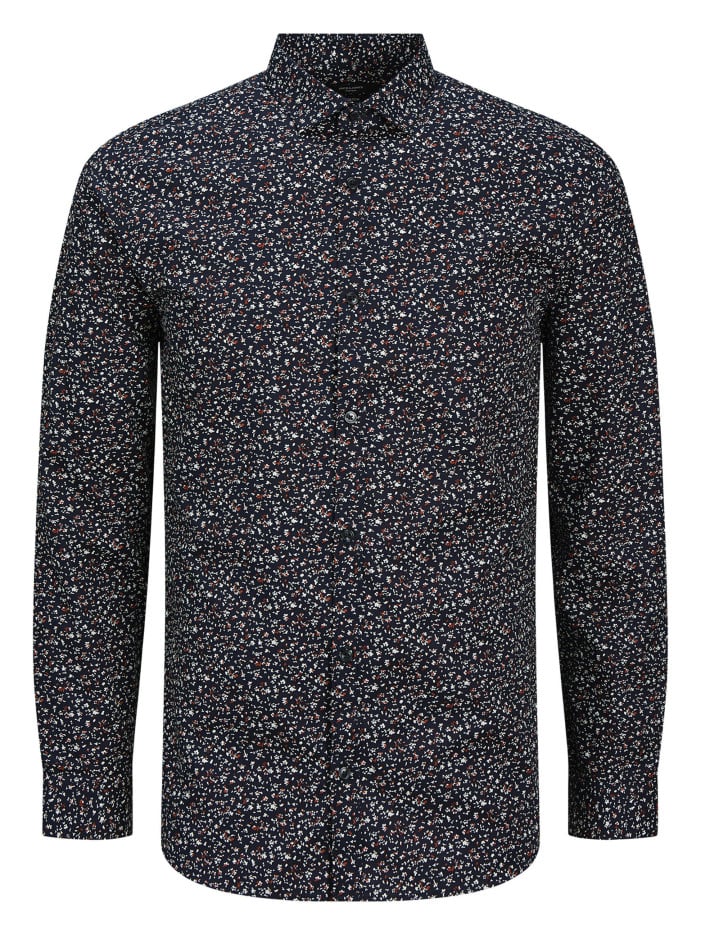 Chemise en coton marine à...