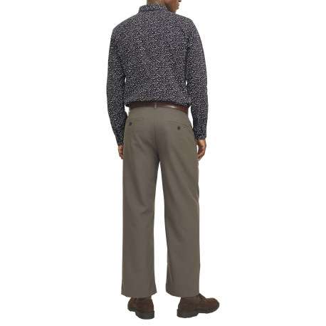Chemise en coton marine à motif floral avec un col français et une coupe slim - Image 3