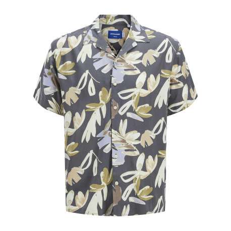 Chemise multicolore à motif floral avec une coupe regular et un col cubain