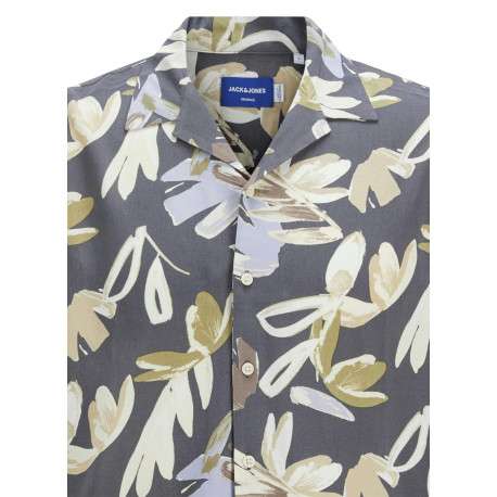 Chemise multicolore à motif floral avec une coupe regular et un col cubain - Image 3