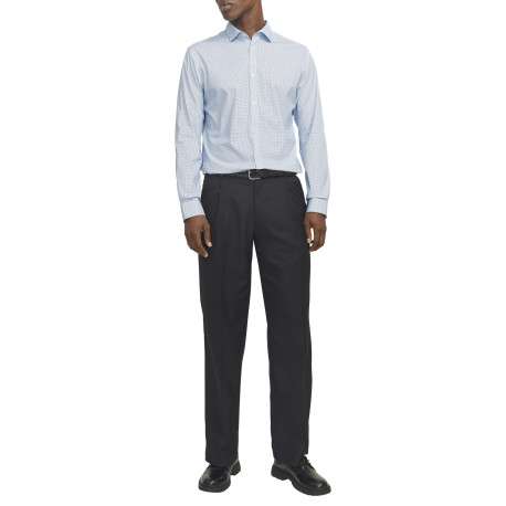 Chemise en coton bleu ciel à motif avec une coupe slim et un col français - Image 2