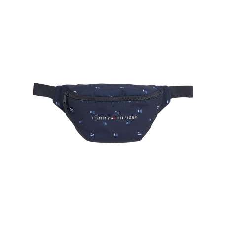 Banane marine à imprimé logo all-over, fermeture zippée et ajustable