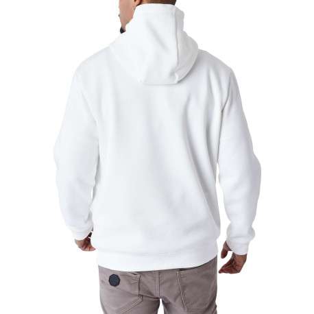 Sweat blanc imprimé à coupe ample avec nom de la marque taupe et col à capuche - Image 2