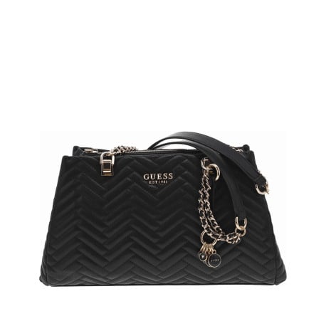 Sac à main porté épaule noir uni matelassé avec fermeture zippée