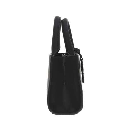 Mini sac à main noir mat uni avec marque et rivets ton sur ton - Image 2