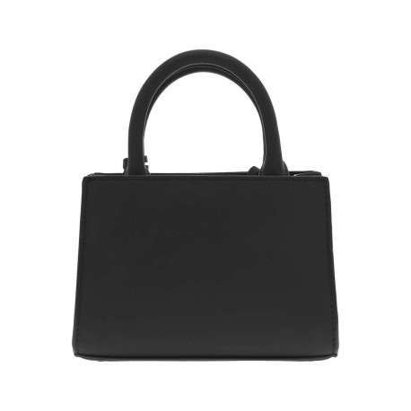 Mini sac à main noir mat uni avec marque et rivets ton sur ton - Image 3