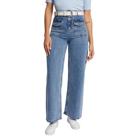 Jean en coton stone uni à coupe bootcut avec poches plaquées et zip et bouton - Image 4