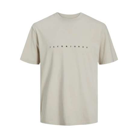 T-shirt en coton beige uni avec une coupe droite et un col rond
