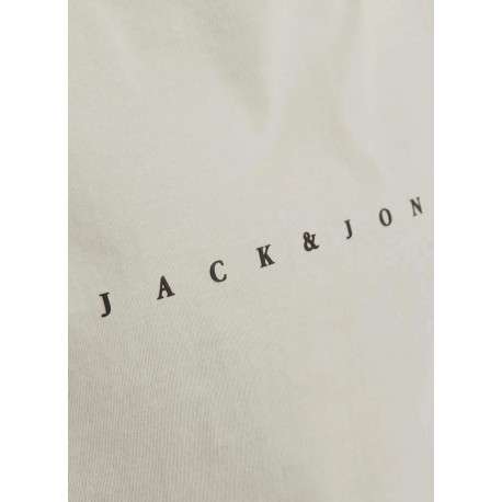 T-shirt en coton beige uni avec une coupe droite et un col rond - Image 3