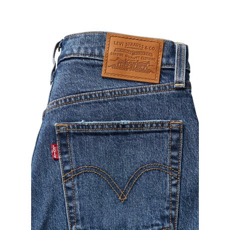 Jean Ribcage Straight Ankle droit en coton bleu délavé avec rivets cuivrés - Image 6