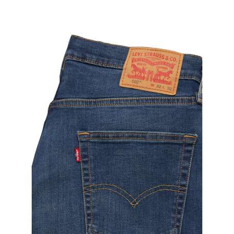 Jean 5 poches 502 en coton mélangé bleu avec surpiqûres orange et coupe droite - Image 3