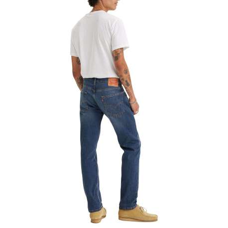 Jean 5 poches 502 en coton mélangé bleu avec surpiqûres orange et coupe droite - Image 5