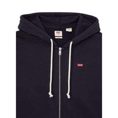 Sweat zippé en coton noir uni à coupe droite avec logo rouge et col à capuche - Image 3