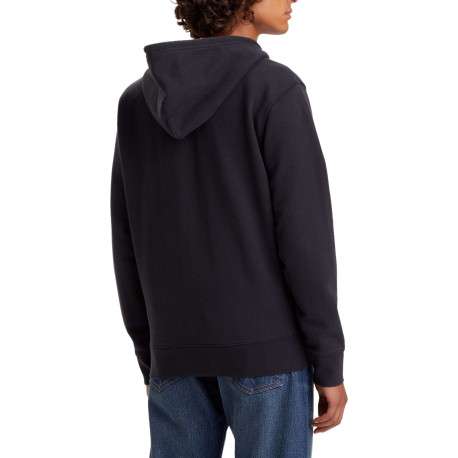 Sweat zippé en coton noir uni à coupe droite avec logo rouge et col à capuche - Image 5