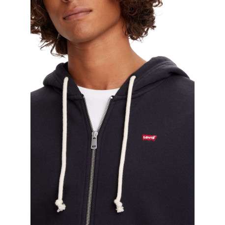Sweat zippé en coton noir uni à coupe droite avec logo rouge et col à capuche - Image 6