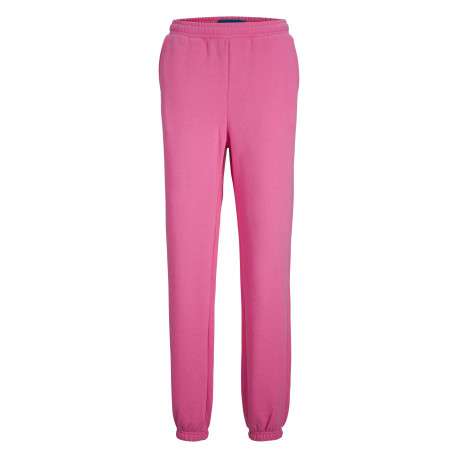 Jogging en coton mélangé rose uni avec une coupe slim fit et à taille élastiquée