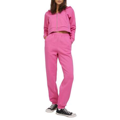 Jogging en coton mélangé rose uni avec une coupe slim fit et à taille élastiquée - Image 5