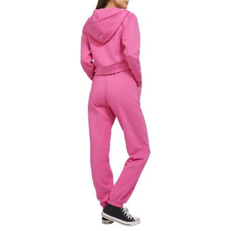 Jogging en coton mélangé rose uni avec une coupe slim fit et à taille élastiquée - Image 6