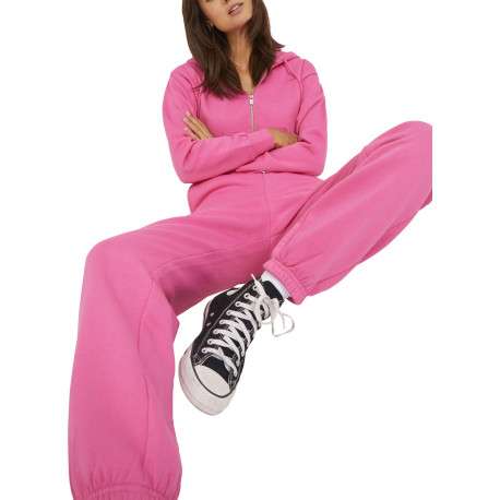 Jogging en coton mélangé rose uni avec une coupe slim fit et à taille élastiquée - Image 7