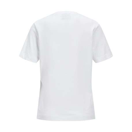 T-shirt en lin et coton blanc uni avec une coupe droite et un col rond - Image 2