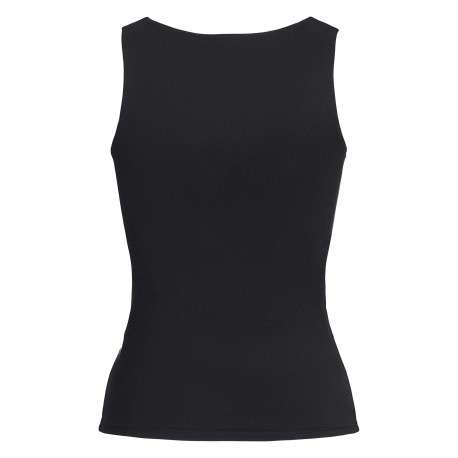 Débardeur noir uni avec une coupe près du corps et un col rond réversible - Image 2
