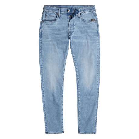 Jean en coton bleu stone légèrement délavé avec une coupe slim
