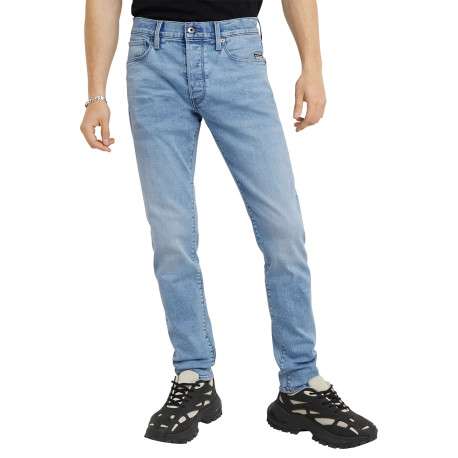 Jean en coton bleu stone légèrement délavé avec une coupe slim - Image 4