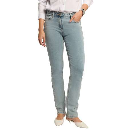 Jean bleu denim uni avec fermeture bouton et zip et poches plaquées - Image 4