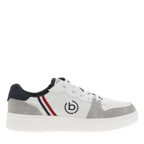 Sneakers blanches plates avec empiècement en suédine et à lacets - Image 2