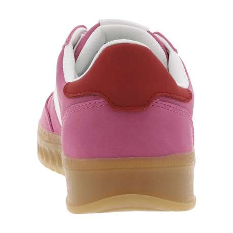 Tennis rose à semelle beige à talon plat et à lacets plats blancs avec étiquette - Image 11