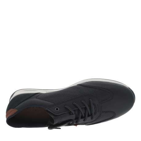 Sneakers en cuir marine à talon plat et à lacets ronds avec zip latéral - Image 4