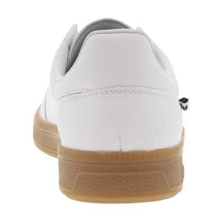 Tennis blanches en cuir à semelle plate marron avec lacets plats blancs - Image 6