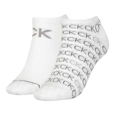 Lot de 2 paires de chaussettes basses blanches imprimées coupe socquettes