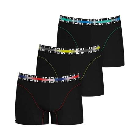 Lot de 3 Boxers classiques en coton noirs unis avec taille élastiquée