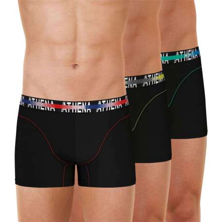 Lot de 3 Boxers classiques en coton noirs unis avec taille élastiquée - Image 4