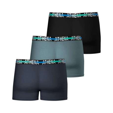 Lot de 3 Boxers classiques en coton multicolores unis avec marque à la taille - Image 2