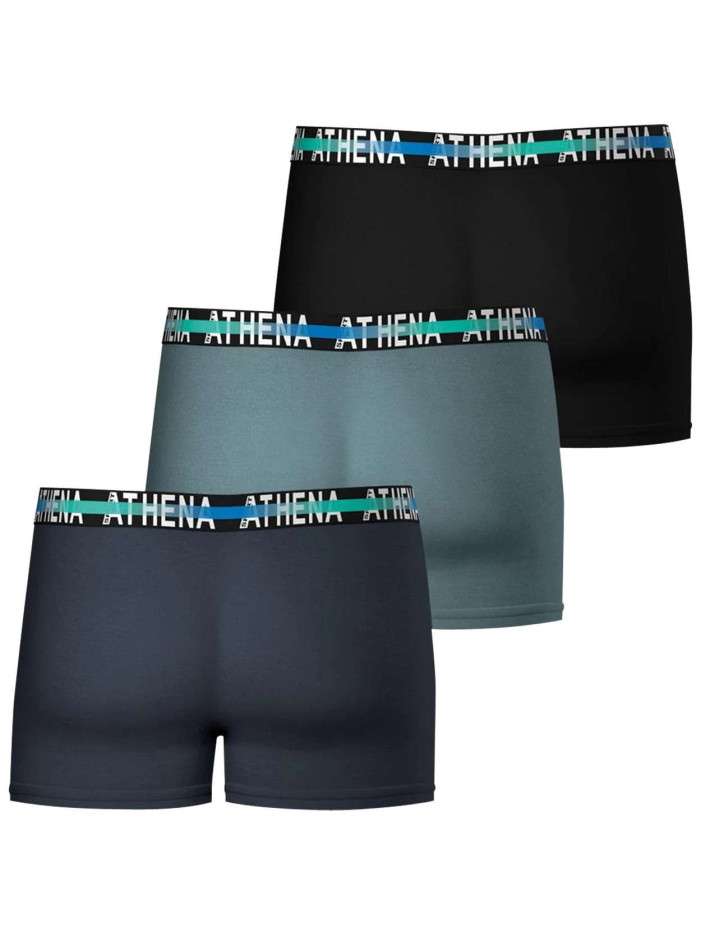Lot de 3 Boxers classiques en coton multicolores unis avec marque à la taille - Image 2