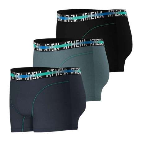 Lot de 3 Boxers classiques en coton multicolores unis avec marque à la taille - Image 3