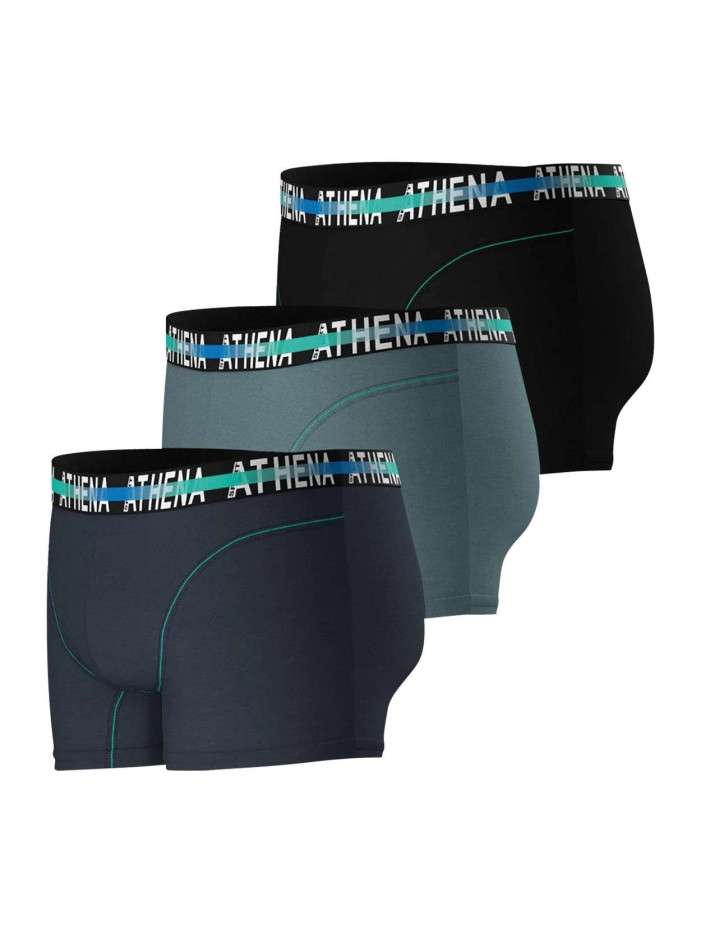 Lot de 3 Boxers classiques en coton multicolores unis avec marque à la taille - Image 3